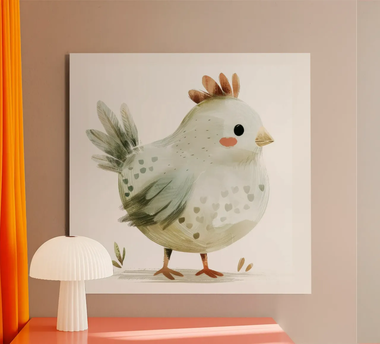 Illustrazione di un pulcino grigio chiaro alluminio dibond da DesignDoodle
