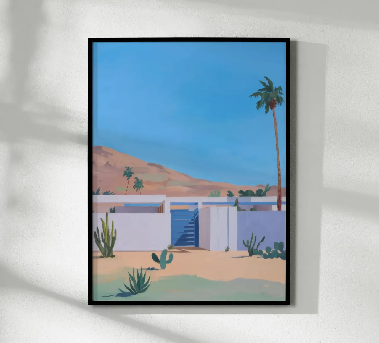 La quiete del deserto azzurro poster con telaio in legno da Infinite Chroma