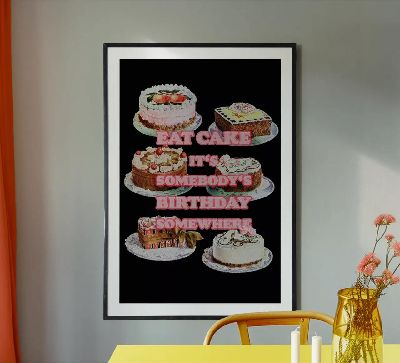 Eat More Cake poster con telaio in alluminio da Jonas Loose