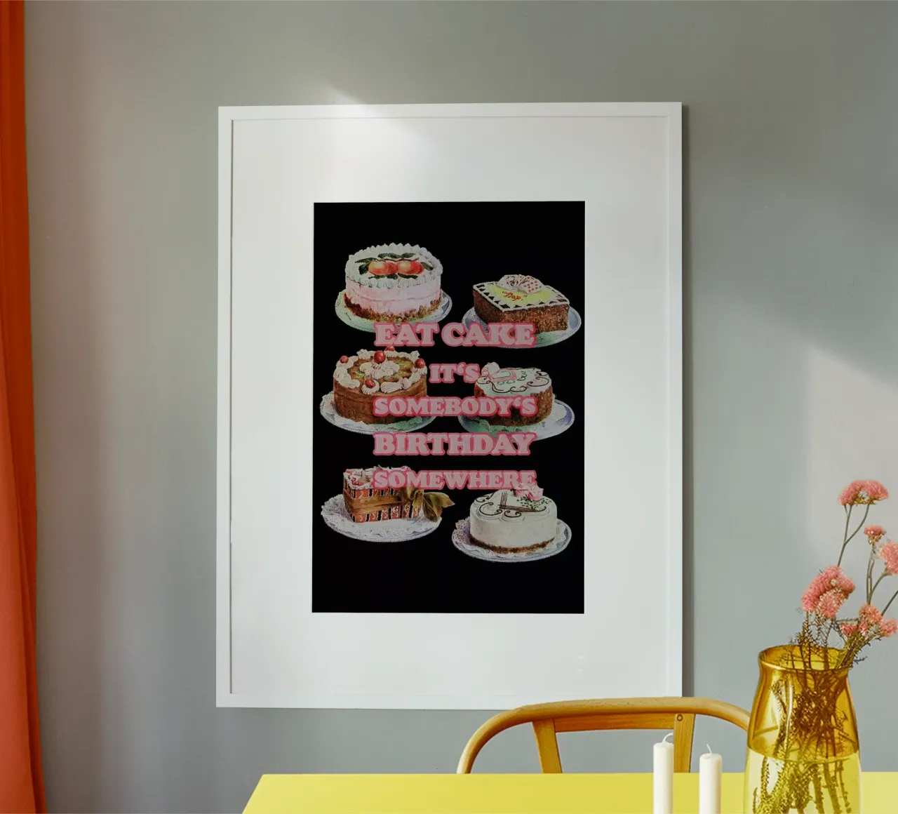 Eat More Cake poster con telaio in alluminio da Jonas Loose