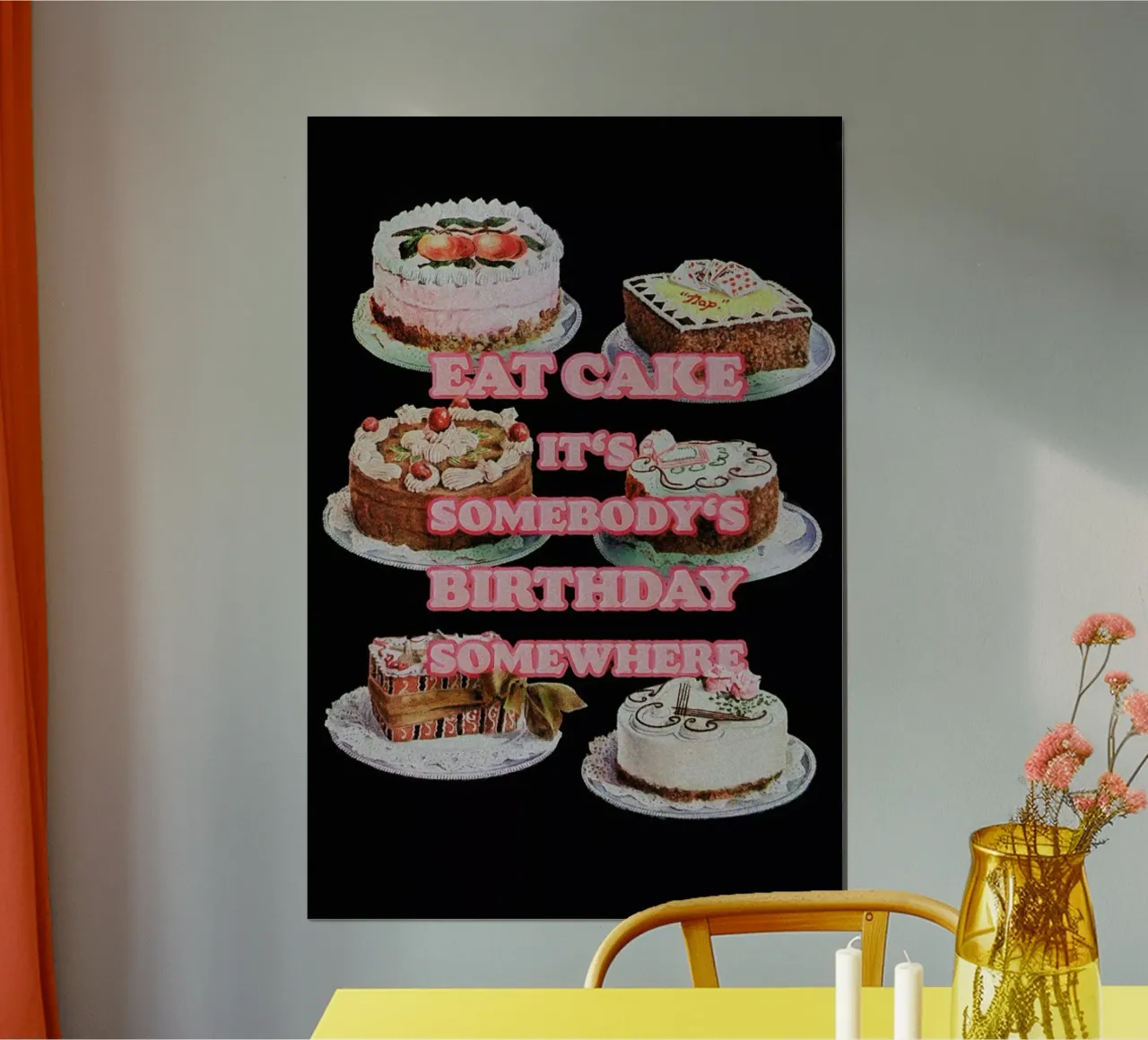 Eat More Cake poster con telaio in alluminio da Jonas Loose