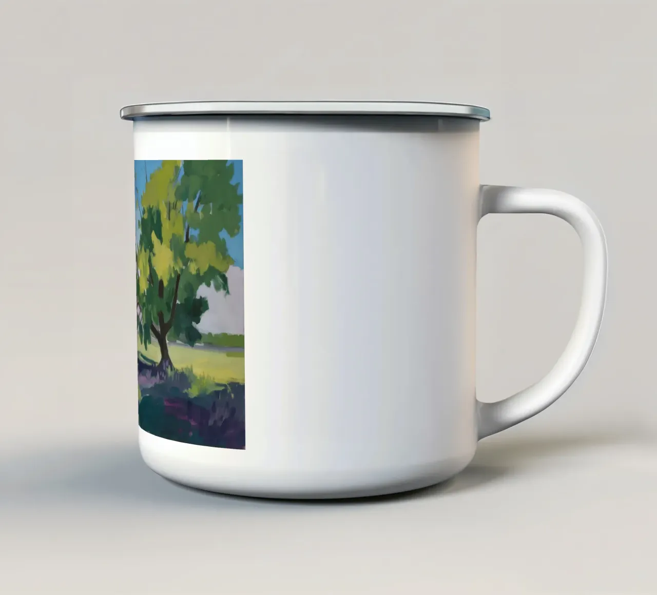 Goldene Wiese Einsamkeit Emaille Tasse von Celestial Harmony