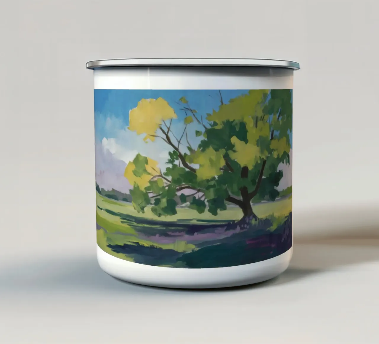 Goldene Wiese Einsamkeit Emaille Tasse von Celestial Harmony