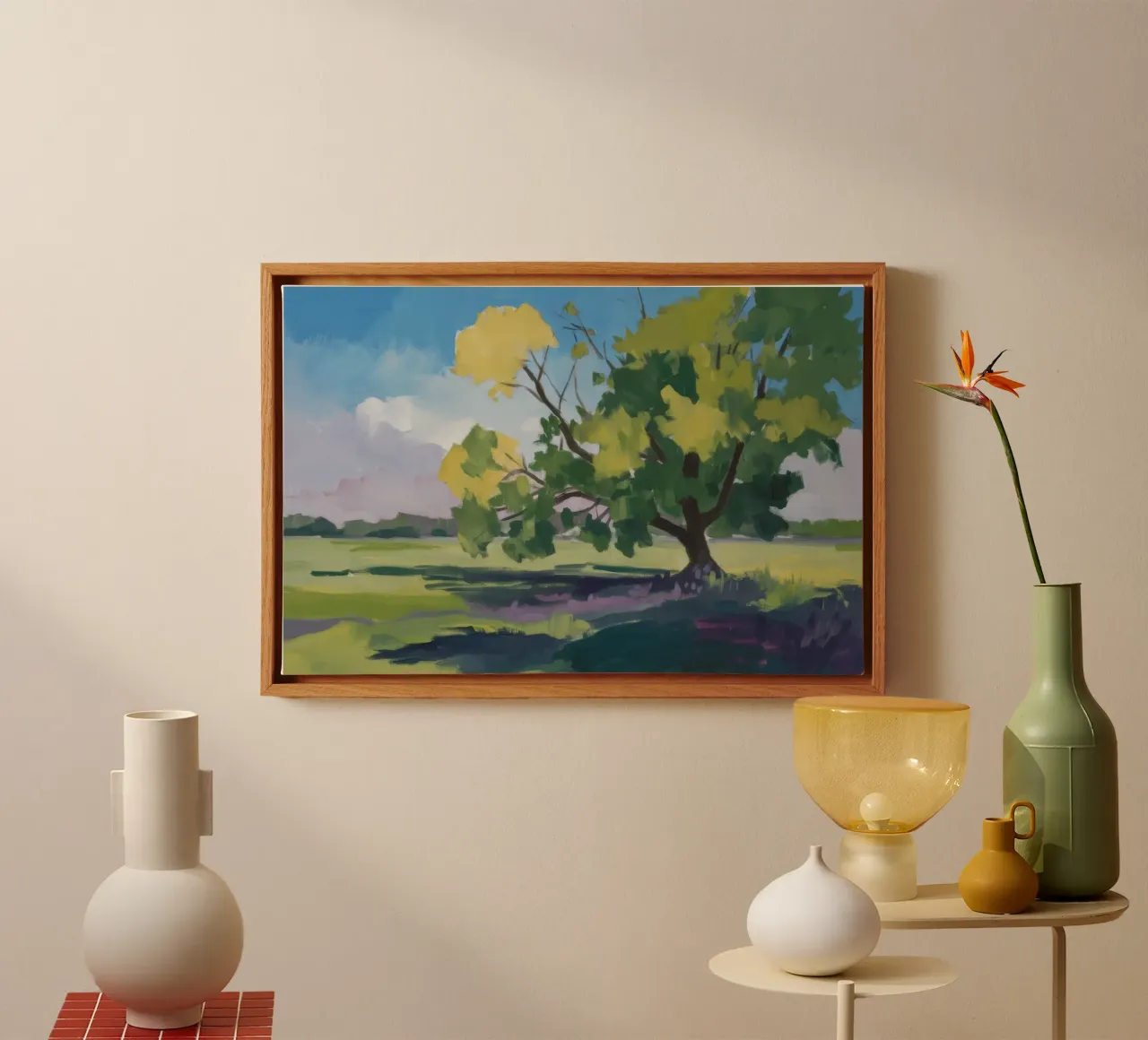 Gouden weide eenzaamheid canvas met Baklijst van Celestial Harmony