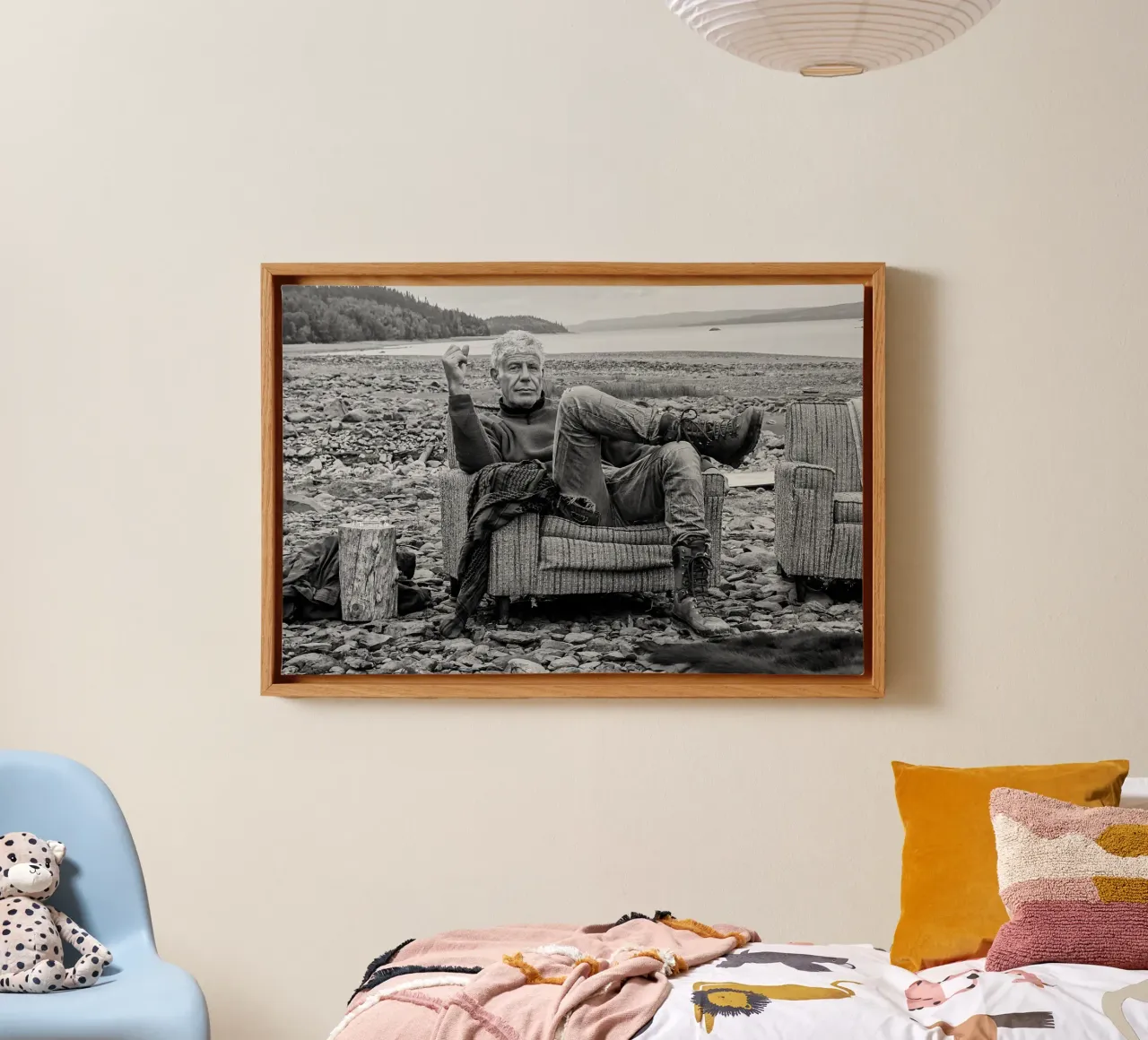 anthony relax at seafront canvas with Floater frame by martina