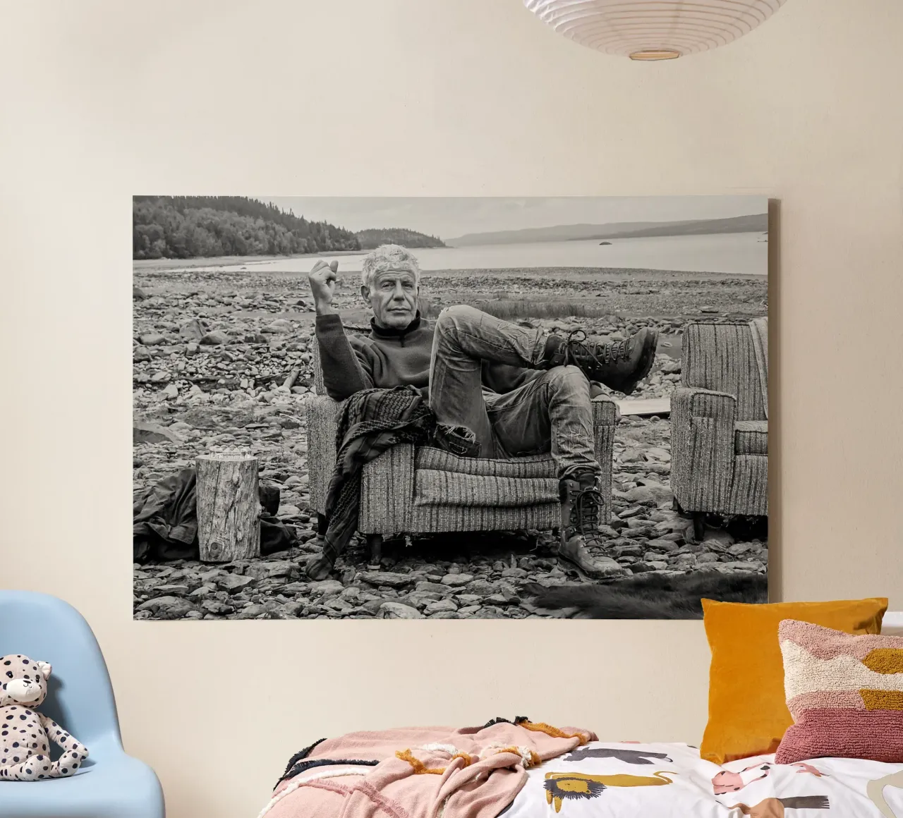 anthony relax at seafront canvas with Floater frame by martina