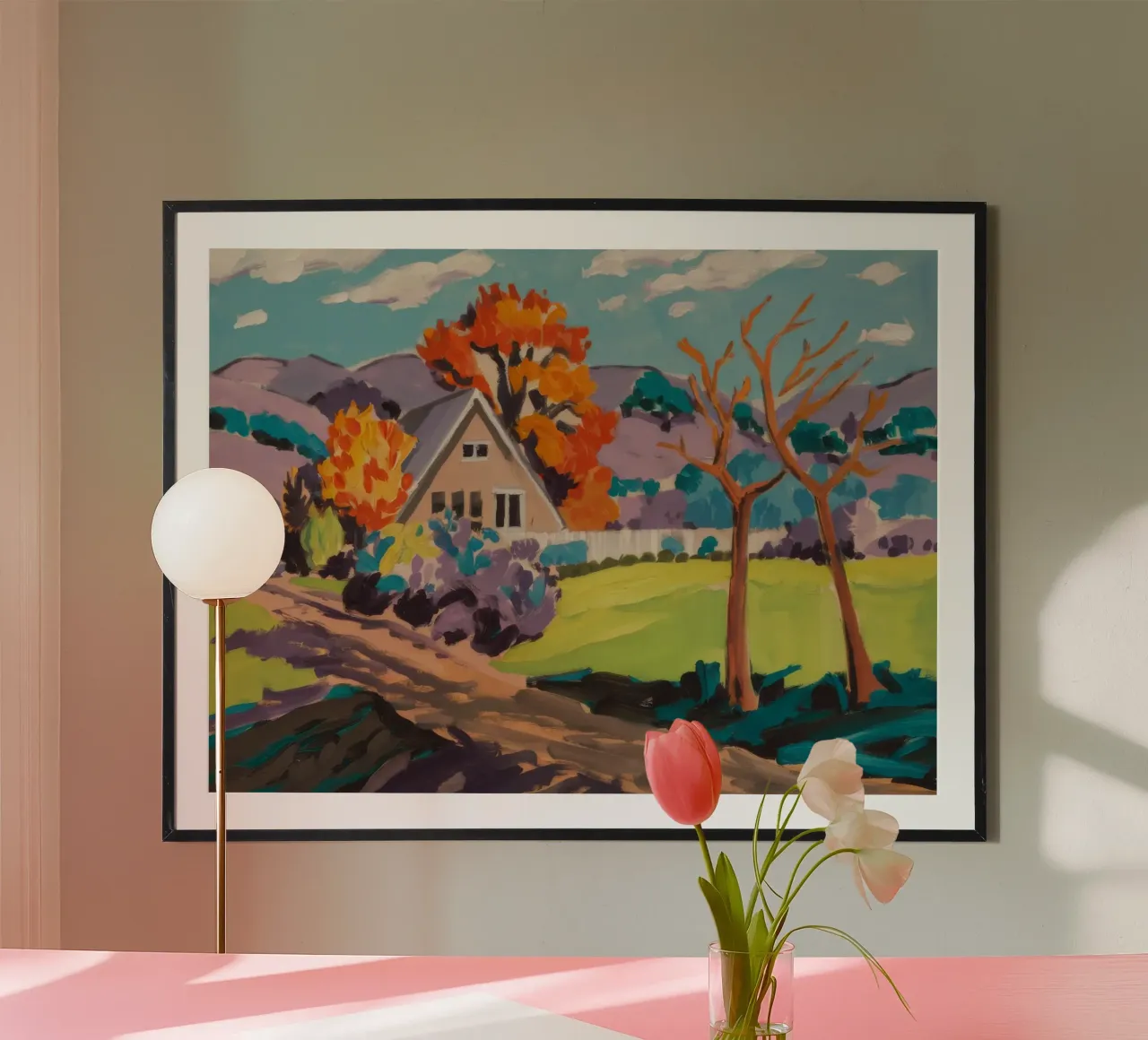 Village chromatique Dreamscape poster de Celestial Harmony