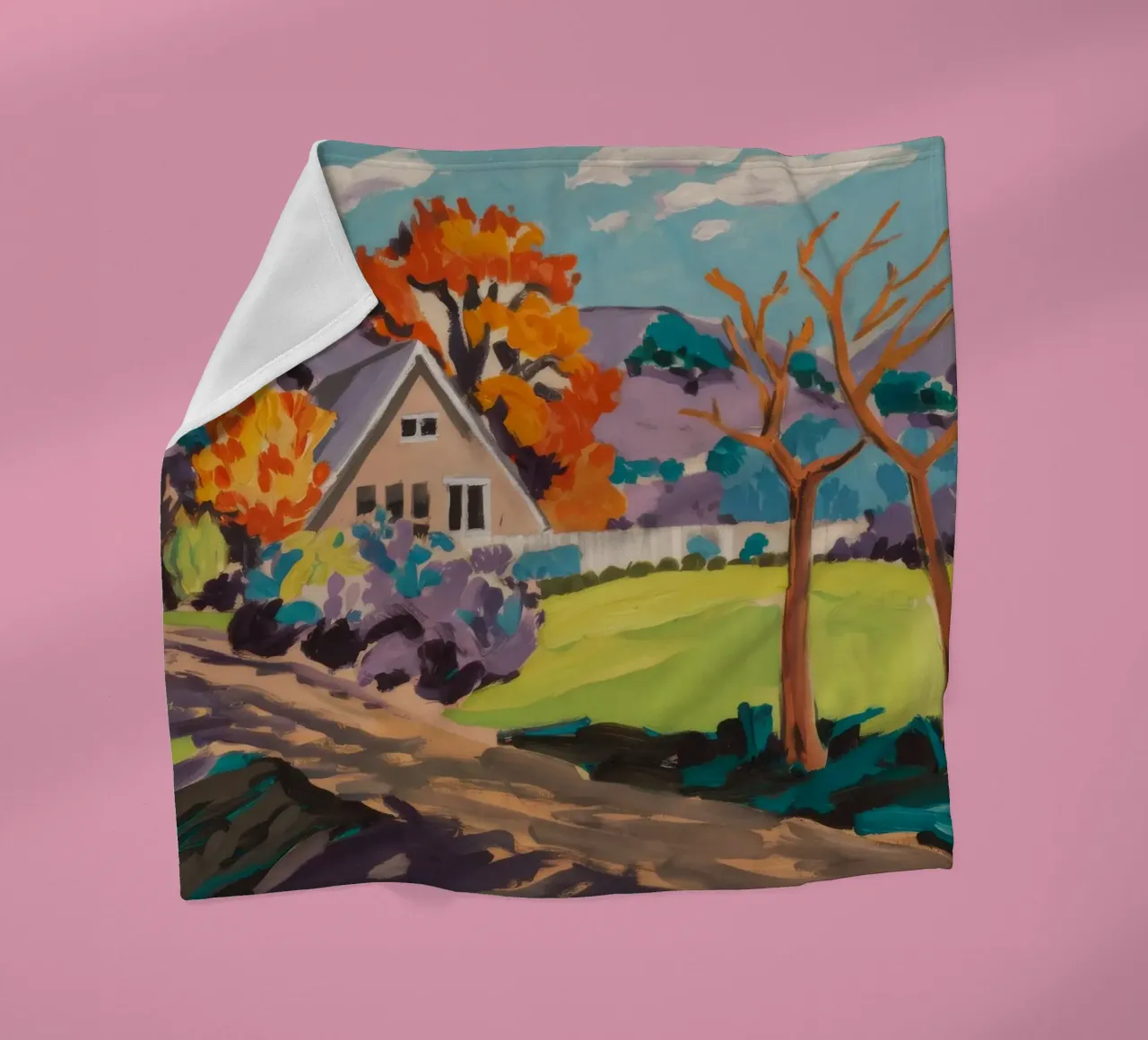 Paesaggio onirico del villaggio cromatico coperta in pile da Celestial Harmony