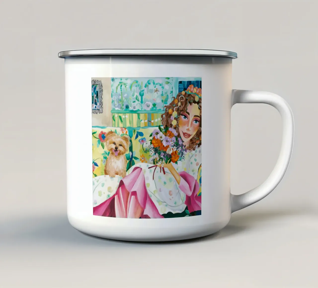 Abbraccio di petali di gioia tazza in smalto da Infinite Chroma