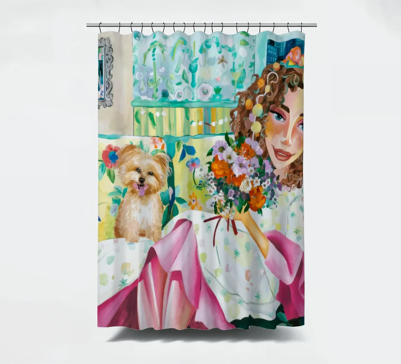 Petal Joy Embrace shower curtain by Infinite Chroma