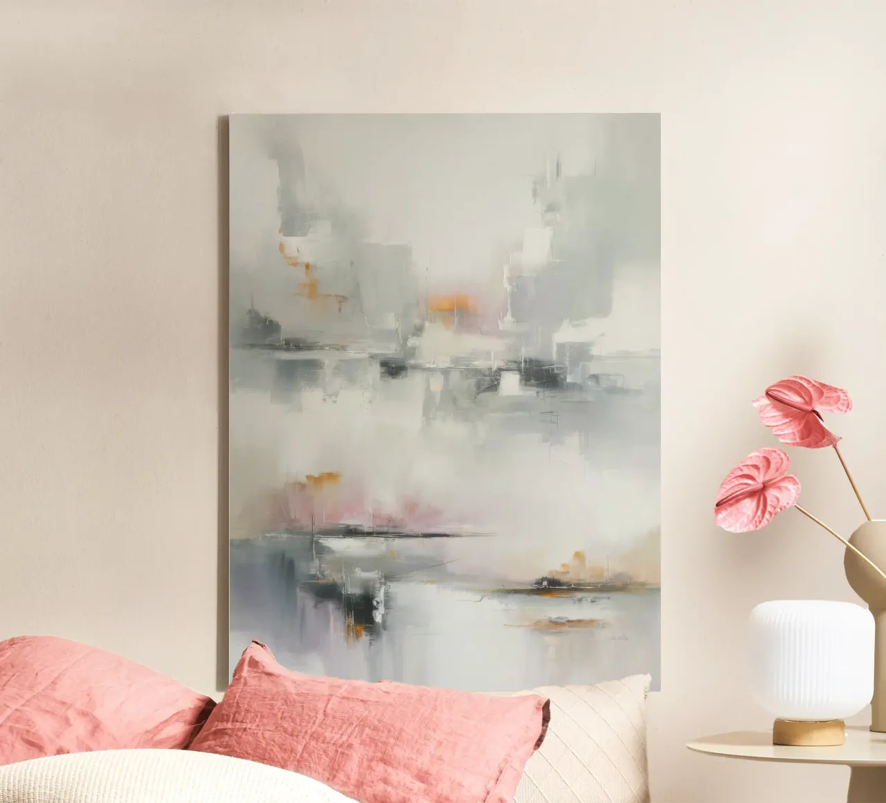 Eco paesaggio acquatico nebbioso tela con Cornice a cassetta da Dream Spectrum