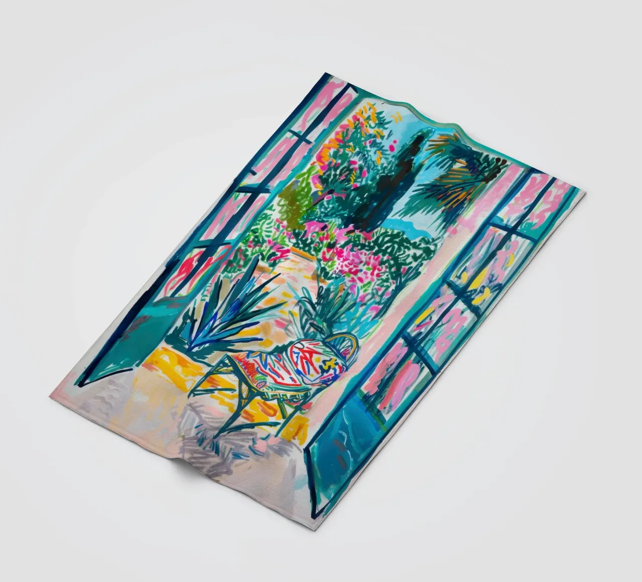 Porta aperta con vista tropicale coperta in pile da Nikis Art Studio
