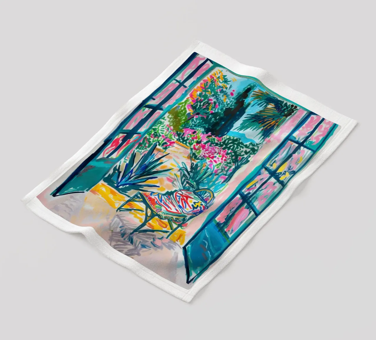 Porta aperta con vista tropicale coperta in pile da Nikis Art Studio