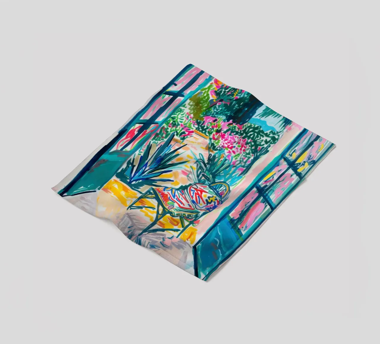 Porta aperta con vista tropicale coperta in pile da Nikis Art Studio