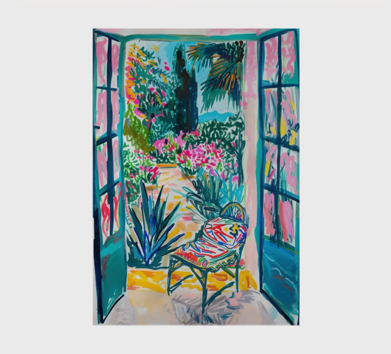 Open door with a tropical view notebook by Nikis Art Studio