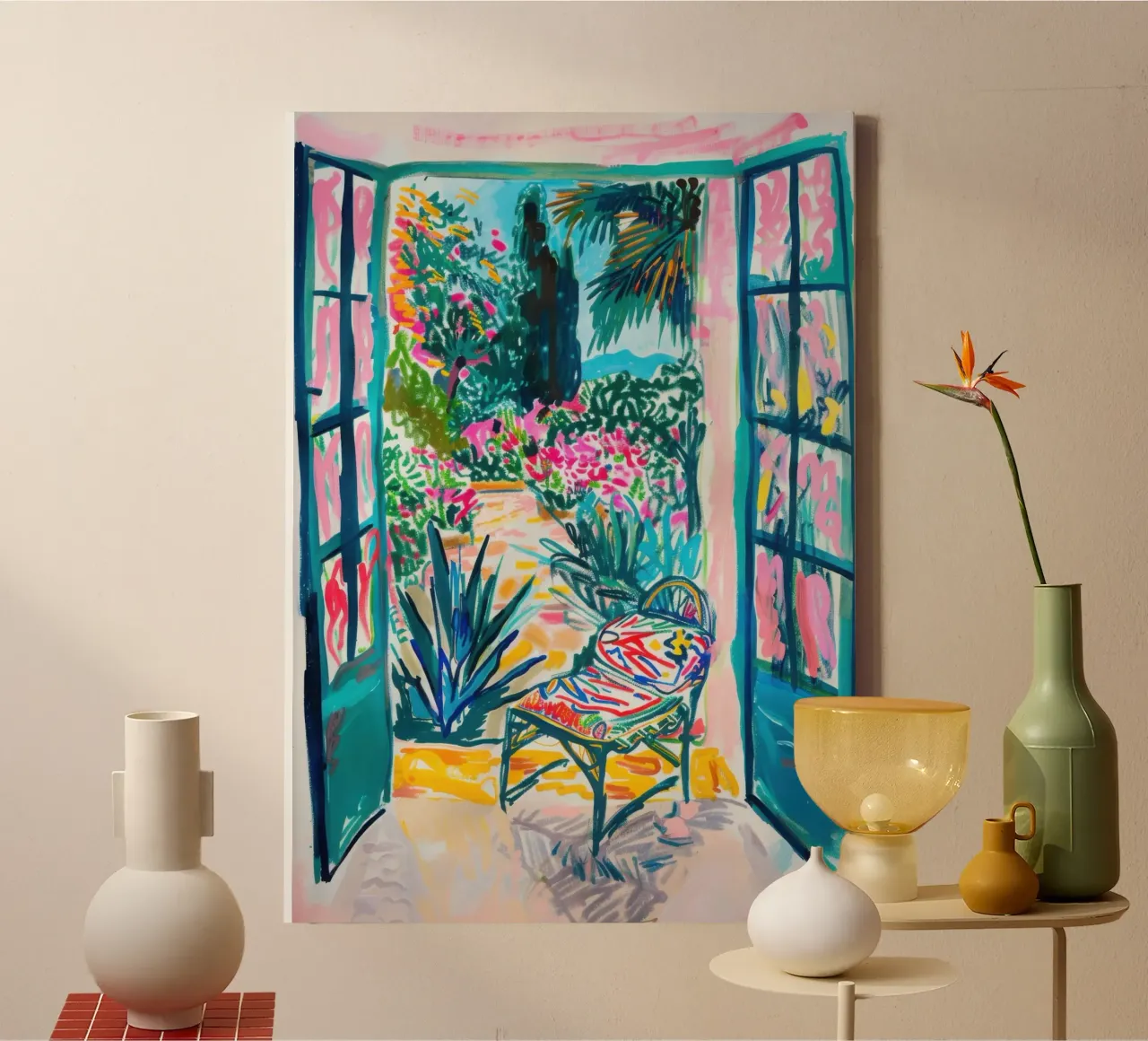 Open door with a tropical view canvas by Nikis Art Studio