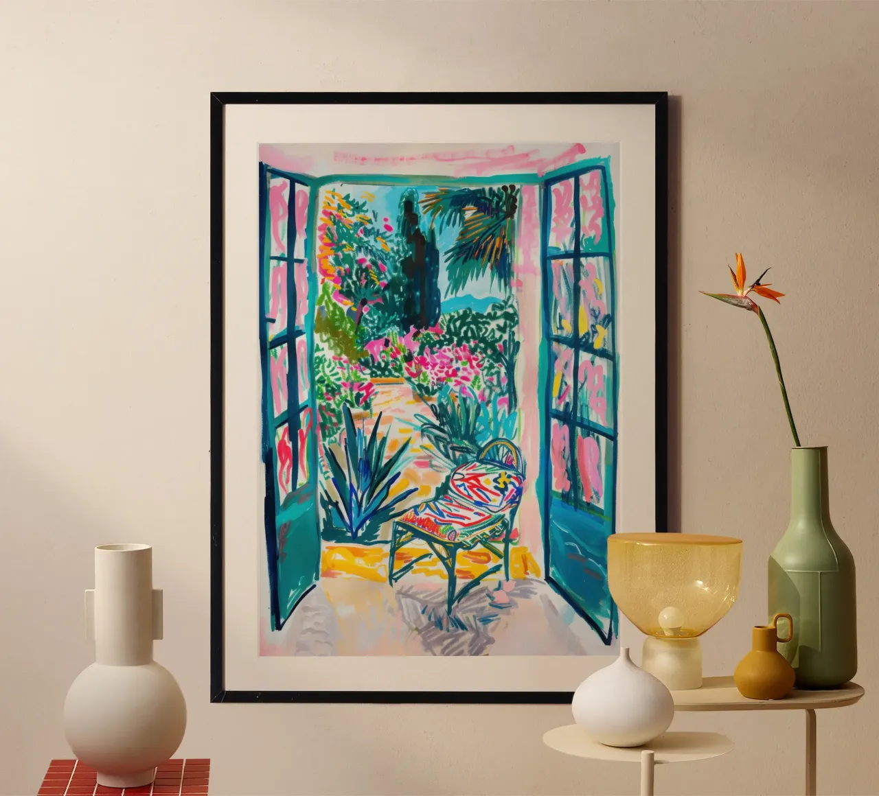 Open door with a tropical view hahnemühle by Nikis Art Studio