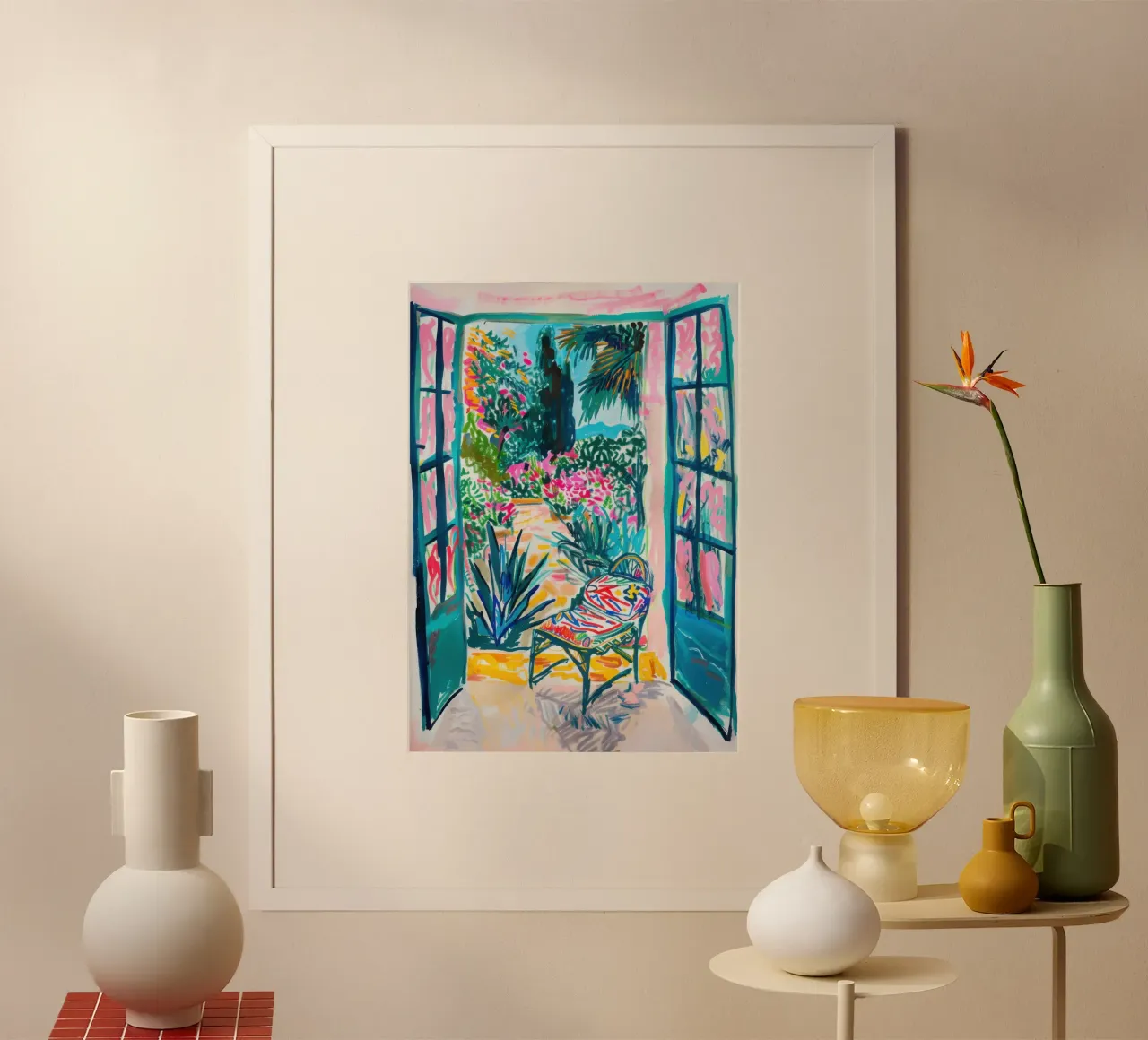 Open door with a tropical view hahnemühle by Nikis Art Studio