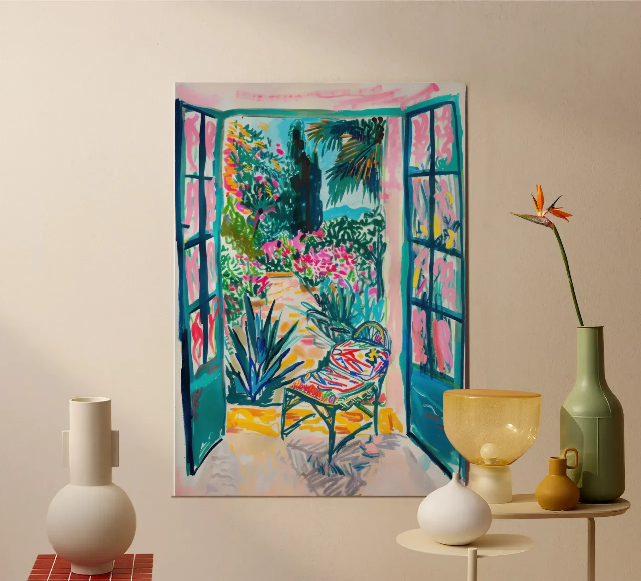 Open door with a tropical view hahnemühle by Nikis Art Studio
