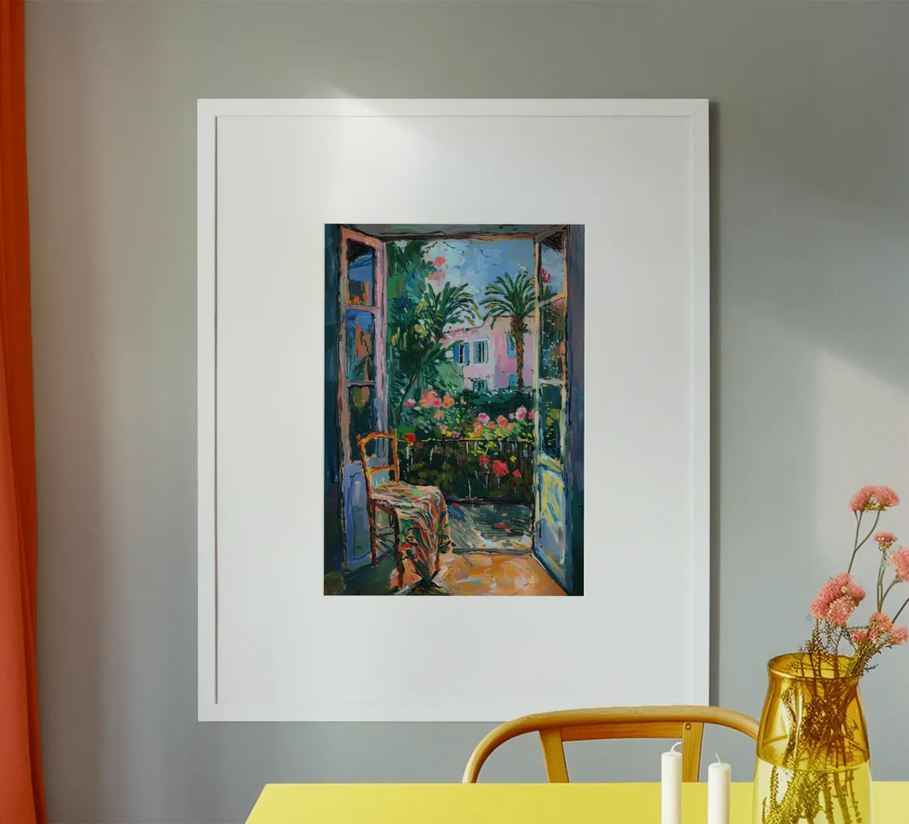 Garden view with floral idyll poster by Nikis Art Studio