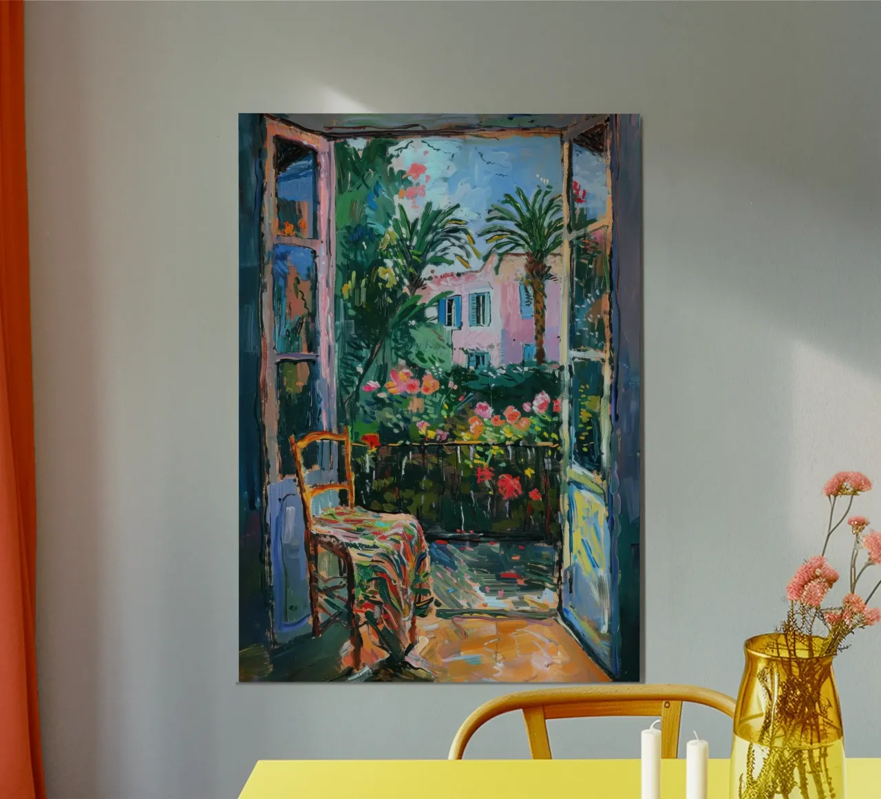 Garden view with floral idyll poster by Nikis Art Studio