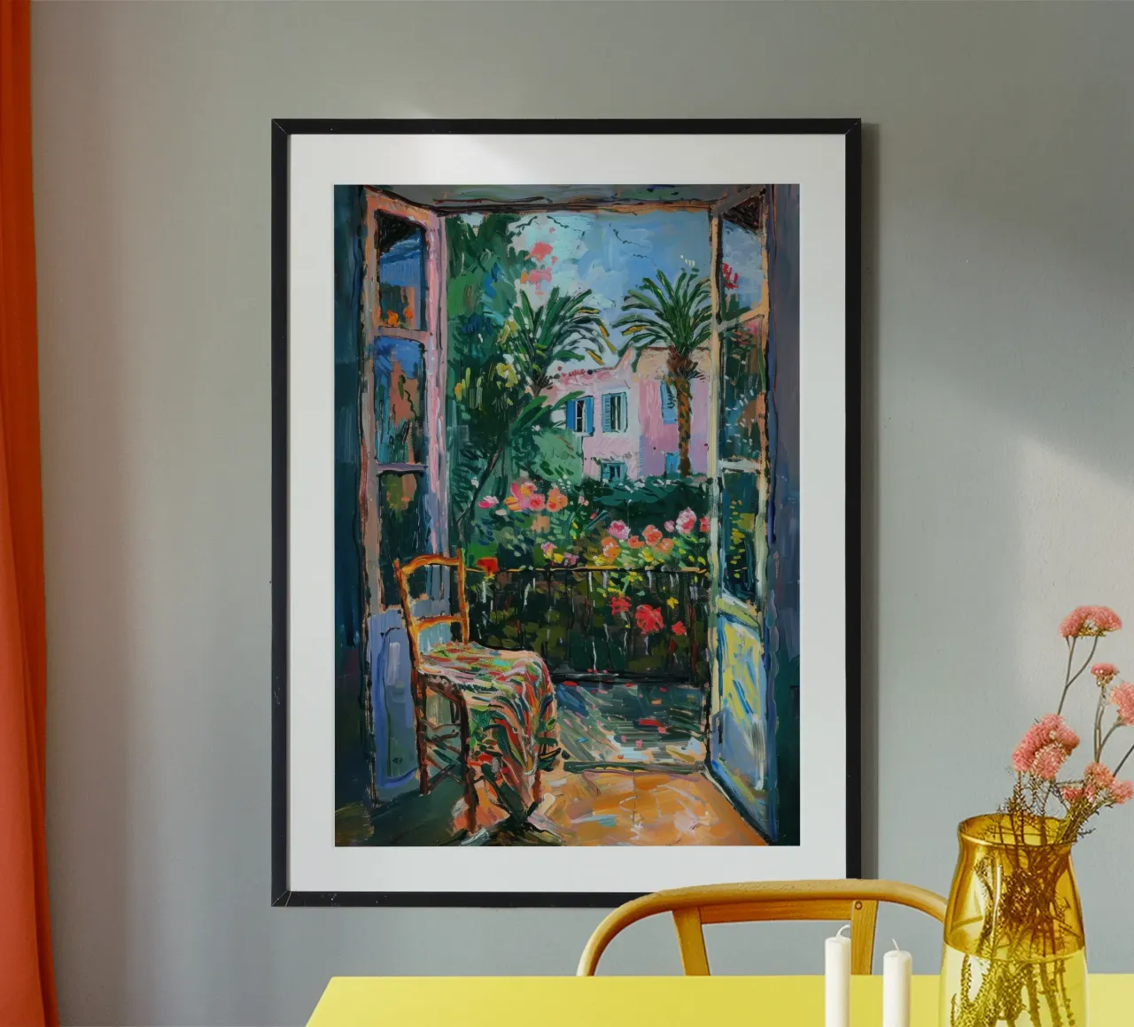 Garden view with floral idyll poster by Nikis Art Studio