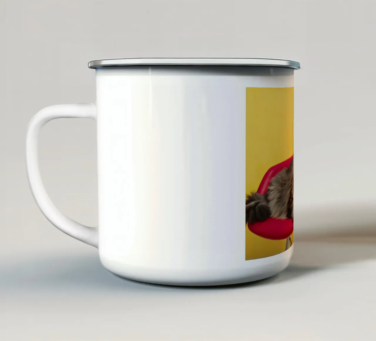 Gatto cool in poltrona tazza in smalto da 🎁 ARTVI-SHOP