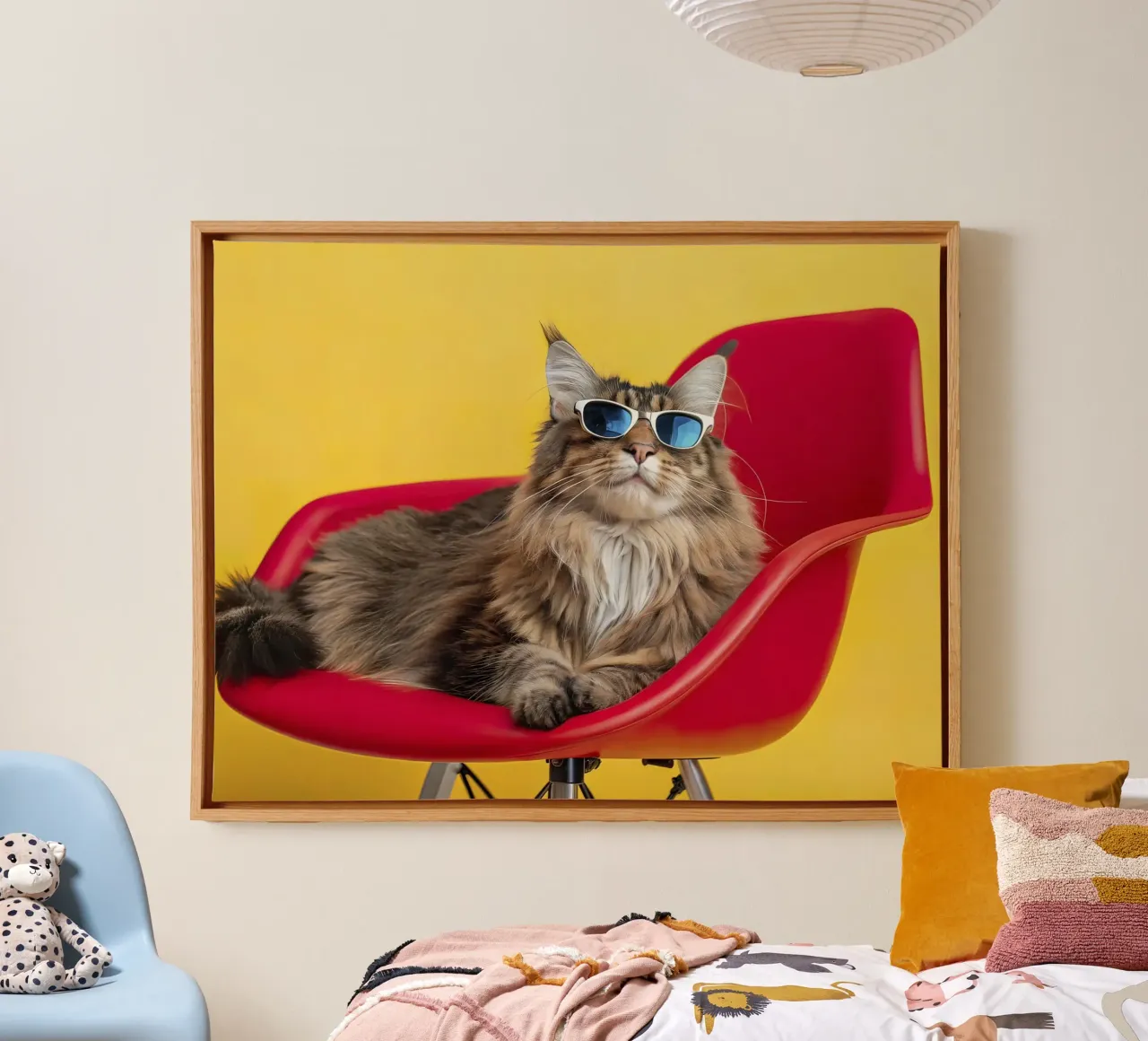 Gatto cool in poltrona tela con Cornice a cassetta da 🎁 ARTVI-SHOP