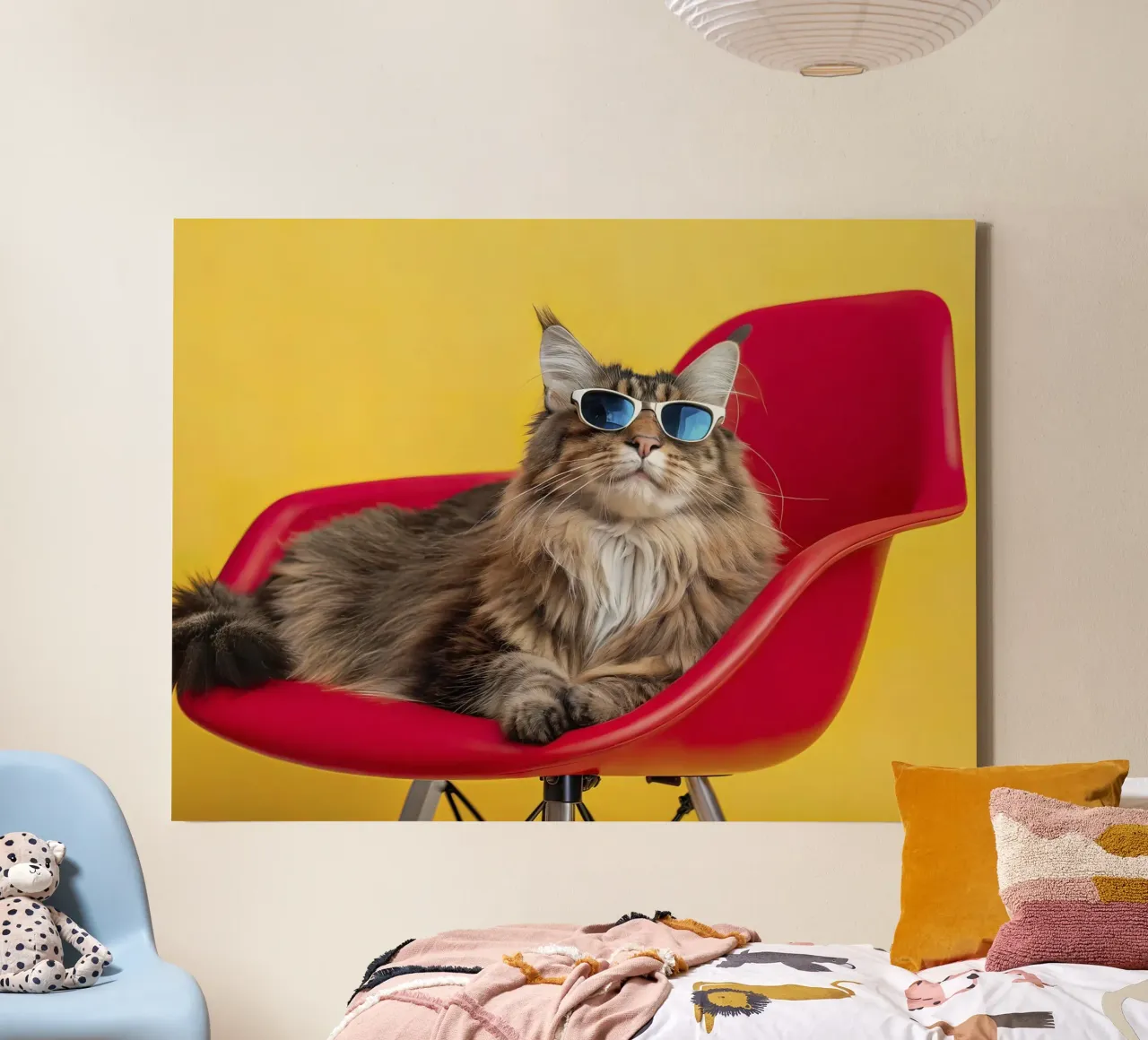 Gatto cool in poltrona tela con Cornice a cassetta da 🎁 ARTVI-SHOP