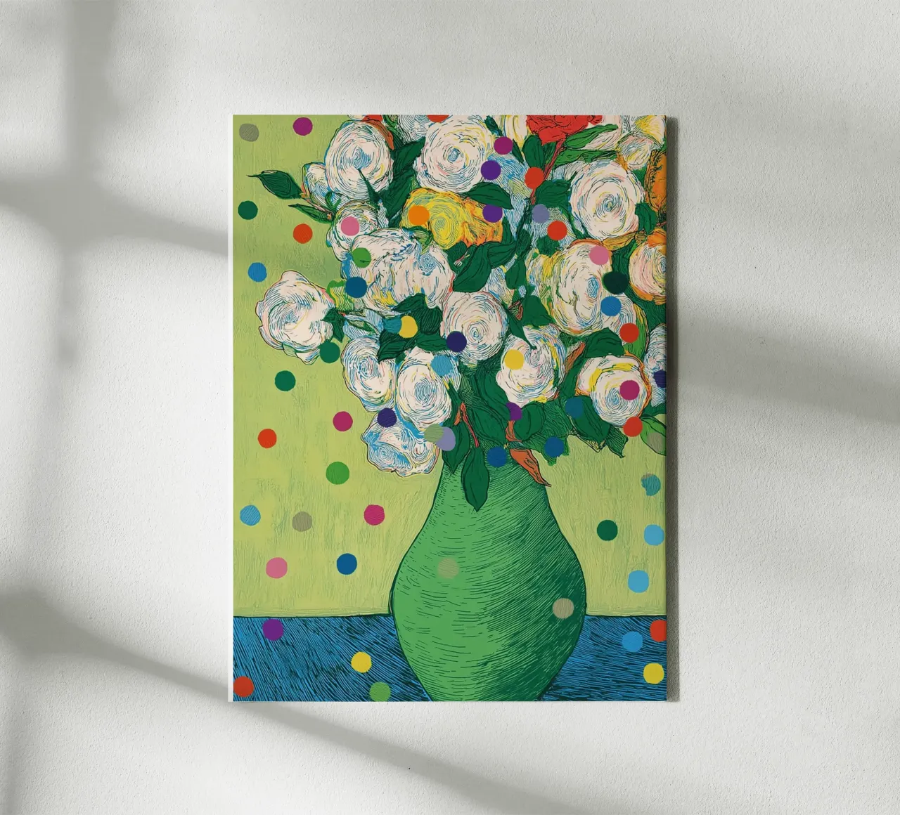 White roses with confetti canvas by Carinaprint