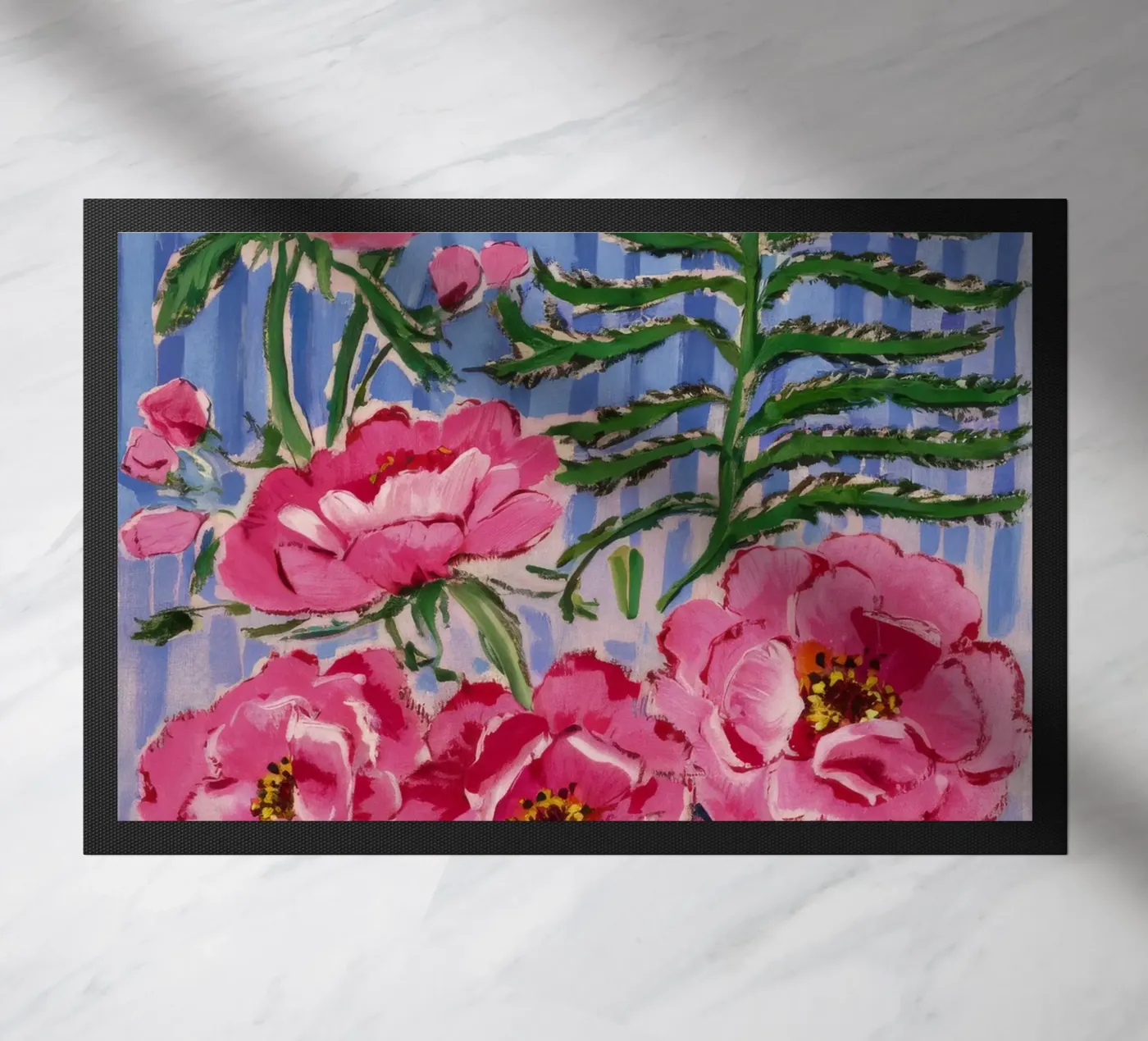 Peony Shadow Bloom doormat by Infinite Chroma