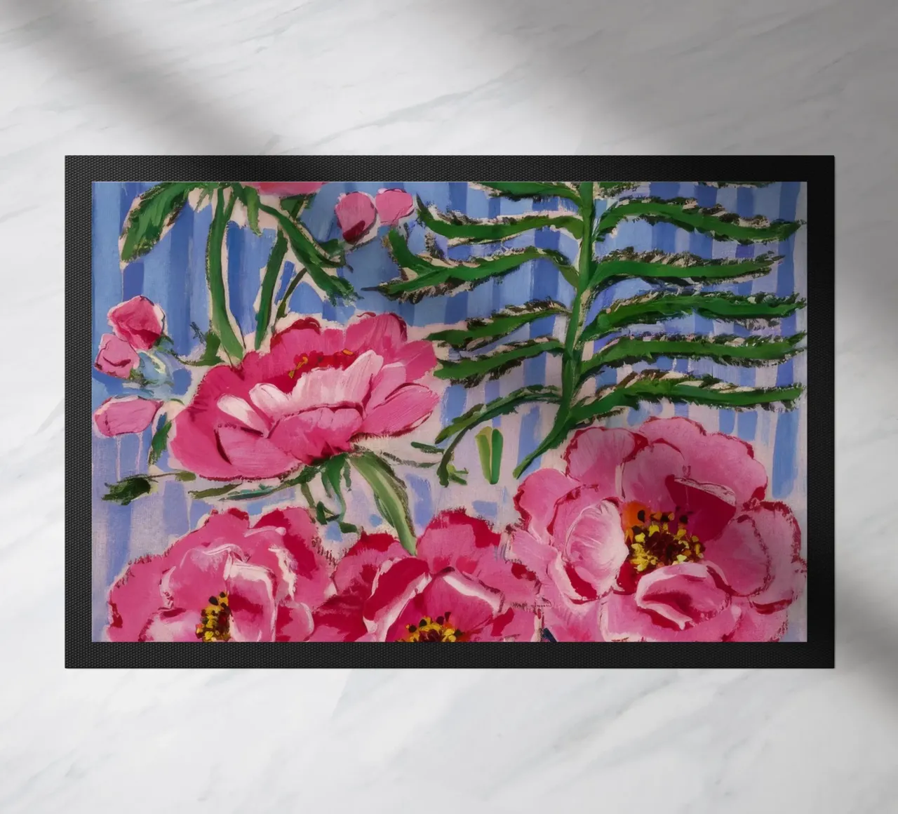 Peony Shadow Bloom doormat by Infinite Chroma