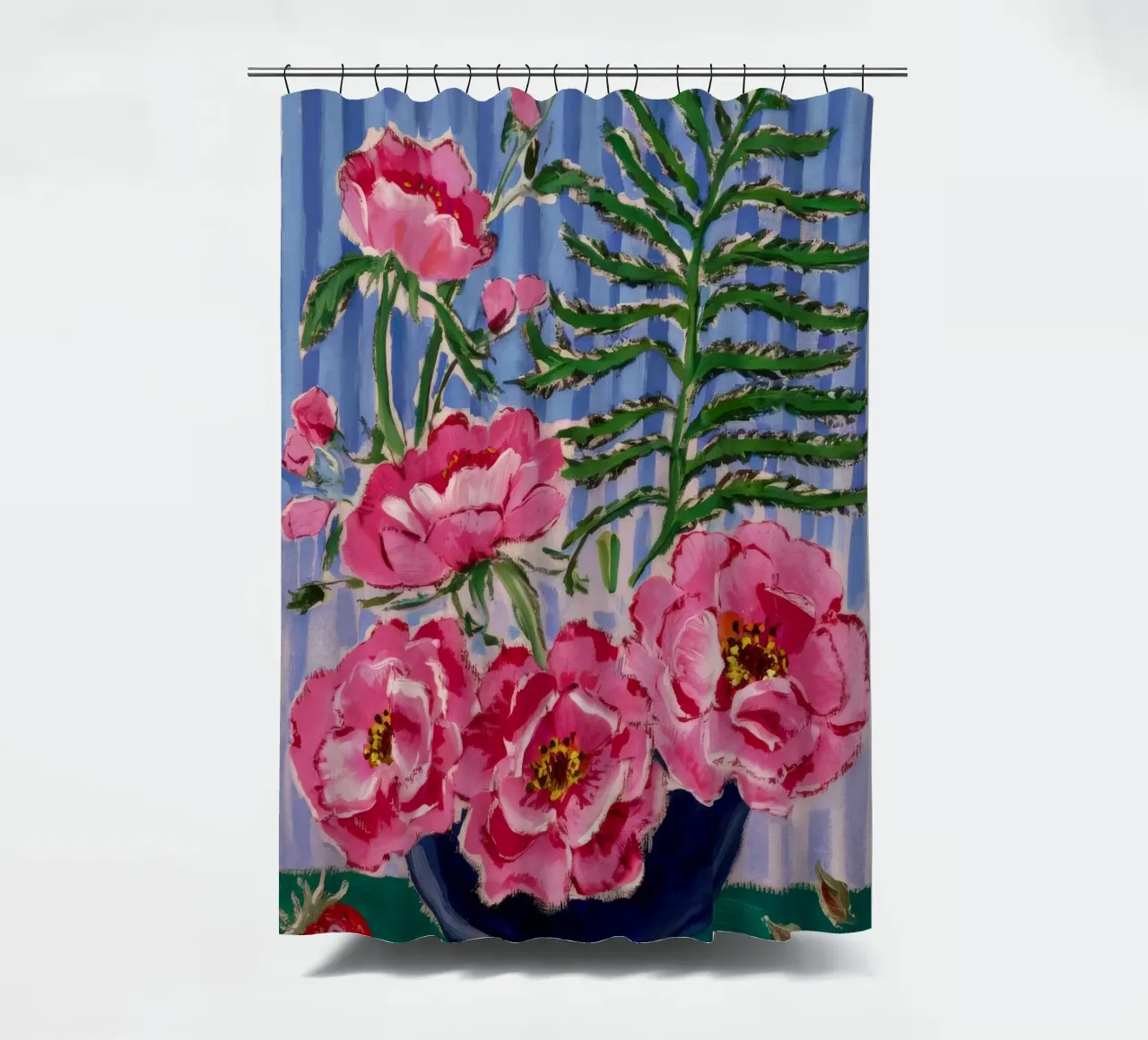 Peony Shadow Bloom shower curtain by Infinite Chroma