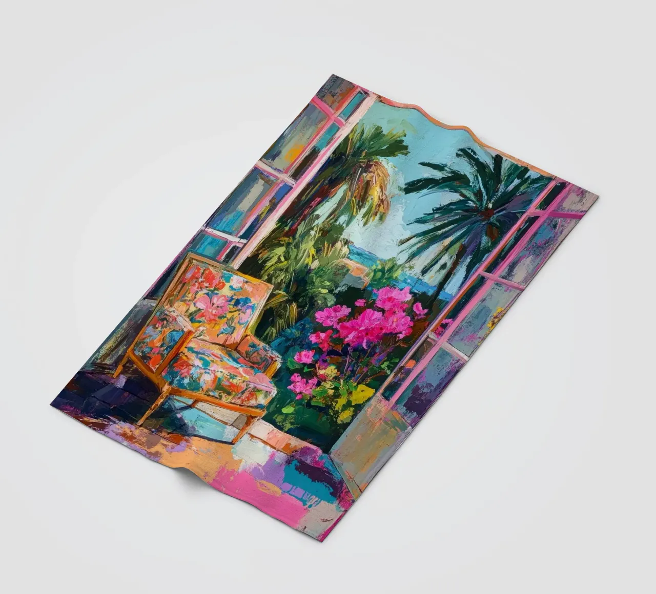 Window view of the Mediterranean fleece blanket by Nikis Art Studio