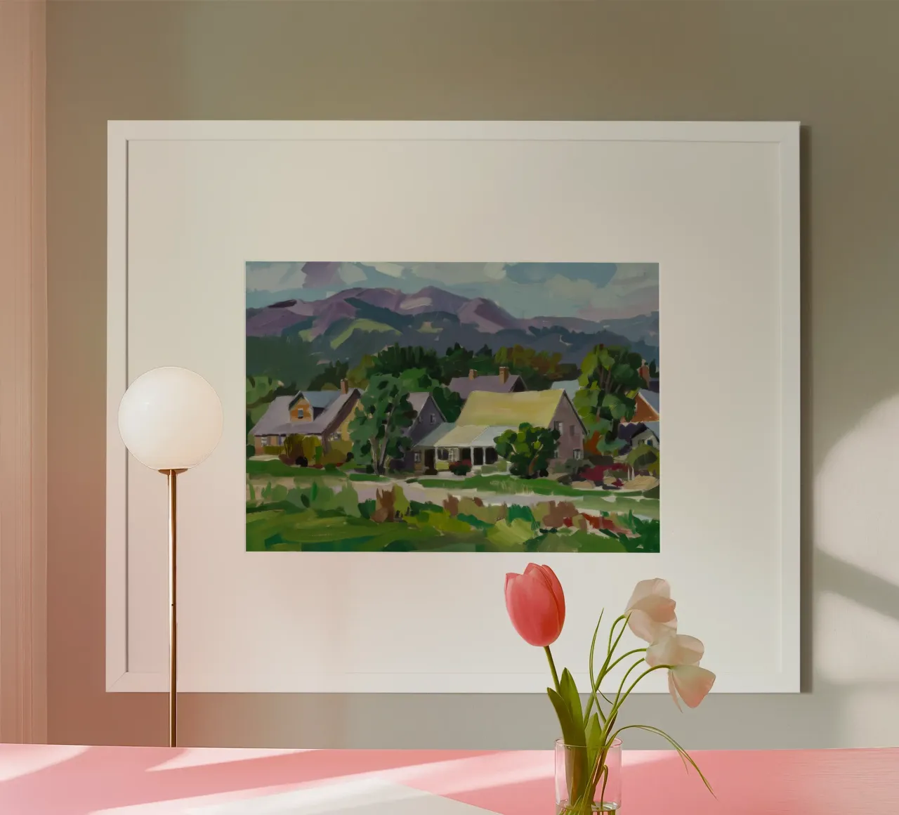 Beatitudine della valle pastorale poster con telaio in legno da Celestial Harmony