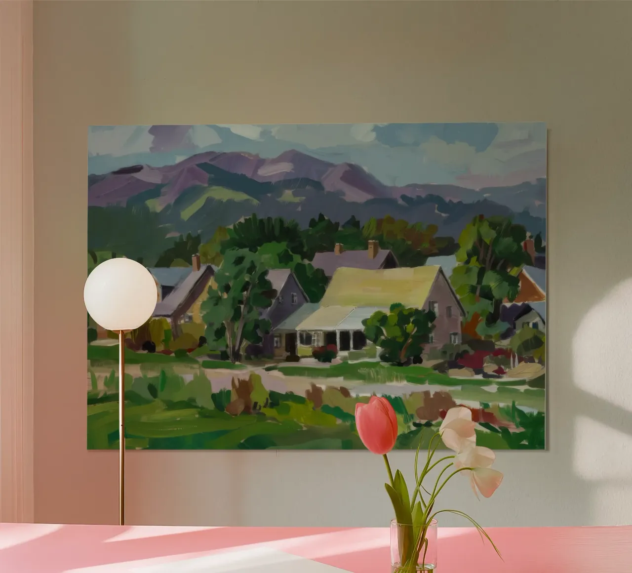 Beatitudine della valle pastorale poster con telaio in legno da Celestial Harmony