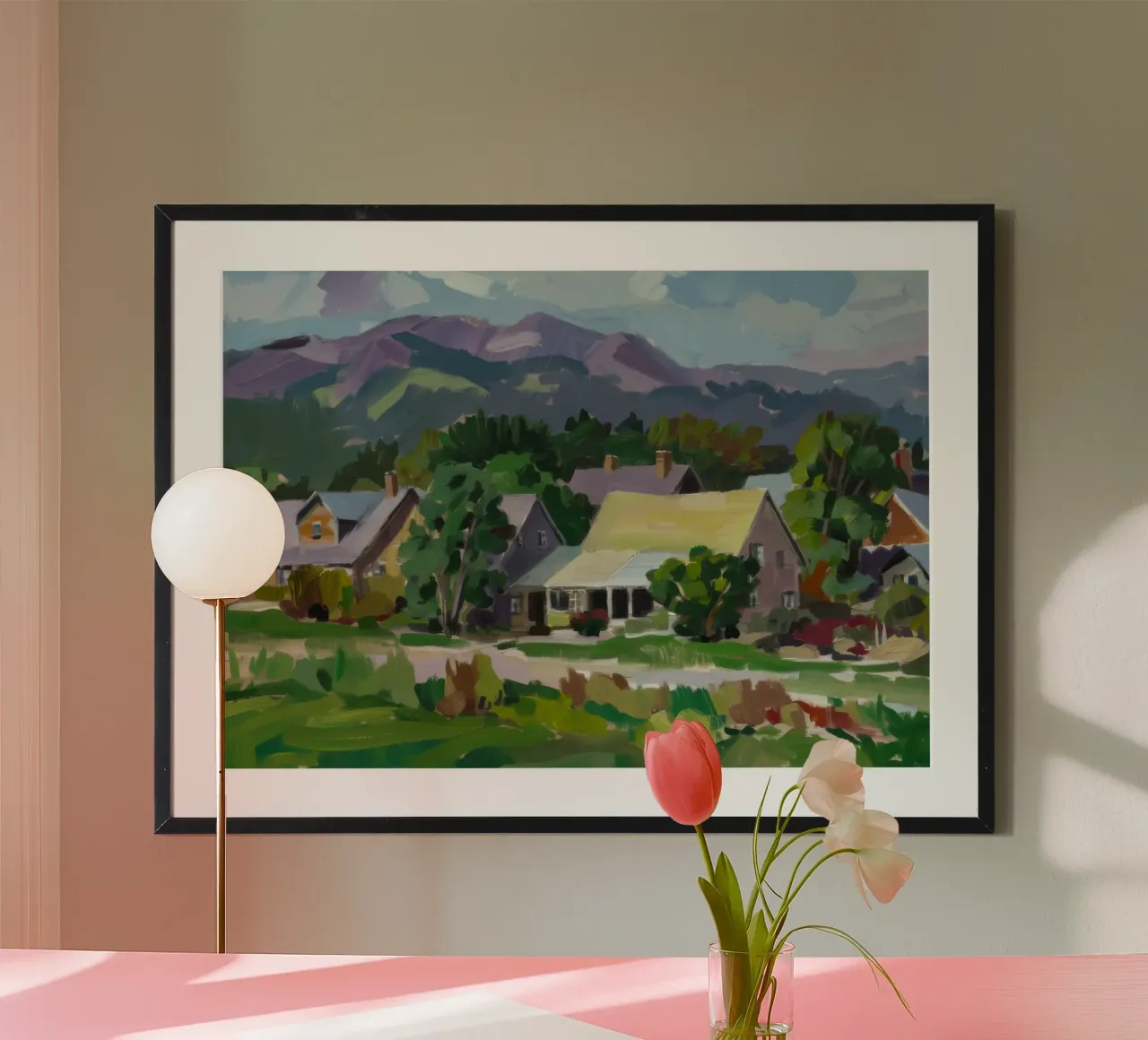 Beatitudine della valle pastorale poster con telaio in legno da Celestial Harmony