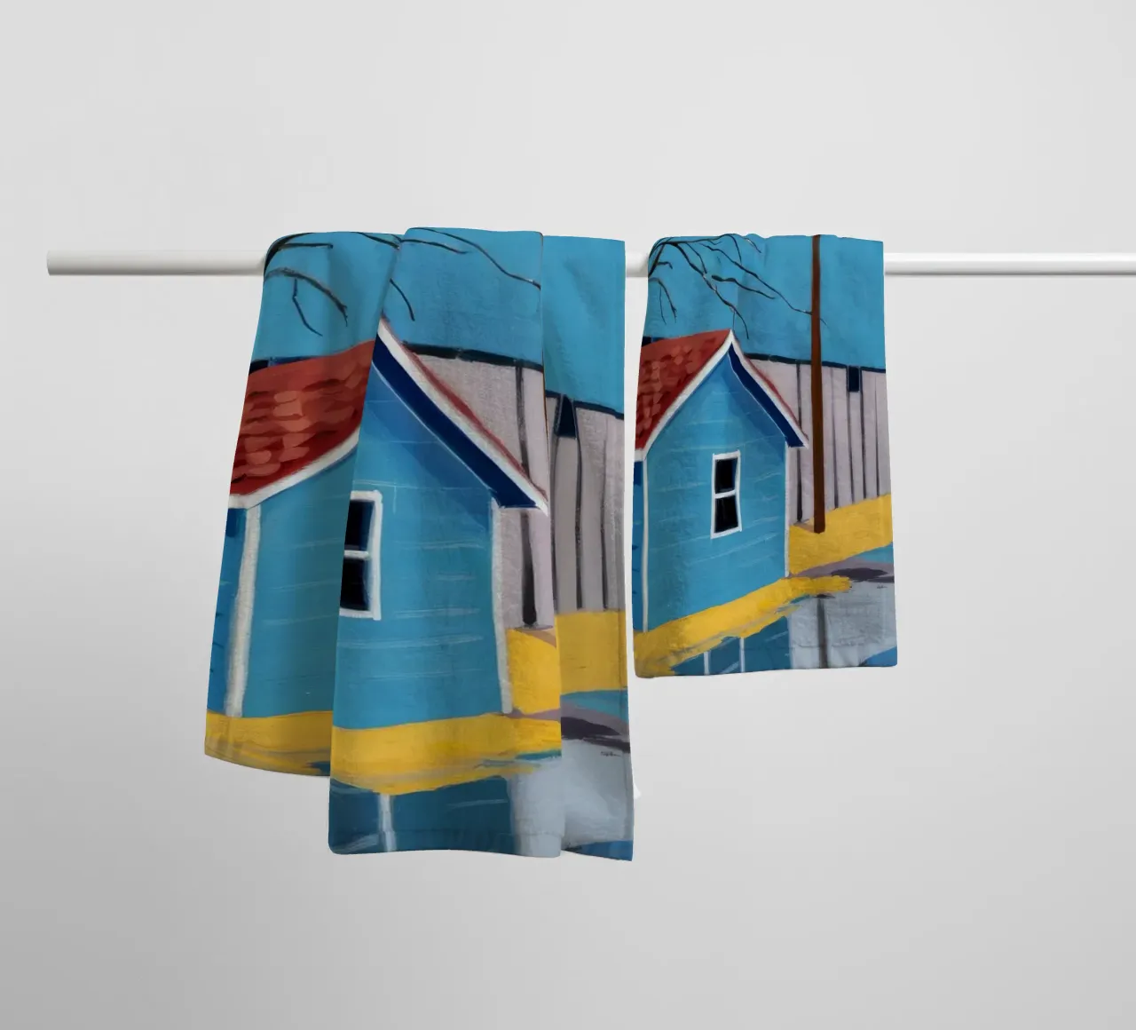 Blu suburbano Immobile asciugamano da bagno da Silk Palette