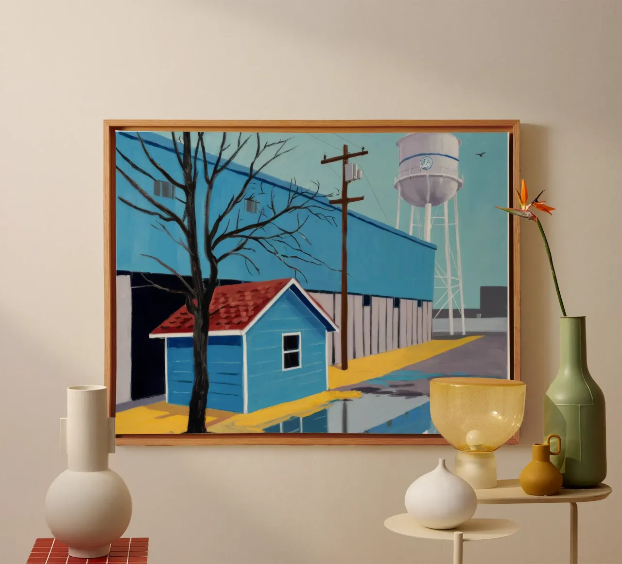 Blu suburbano Immobile tela con Cornice a cassetta da Silk Palette