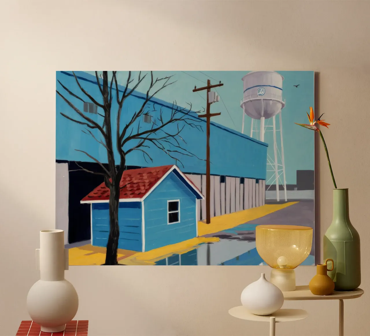 Blu suburbano Immobile tela con Cornice a cassetta da Silk Palette