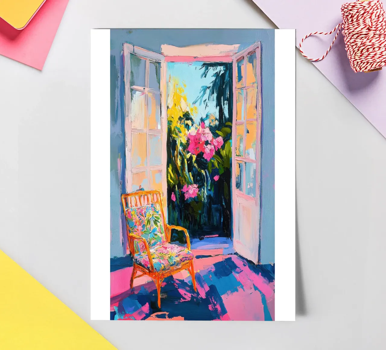 Open door with blooming spring garden sticker sheet by Nikis Art Studio
