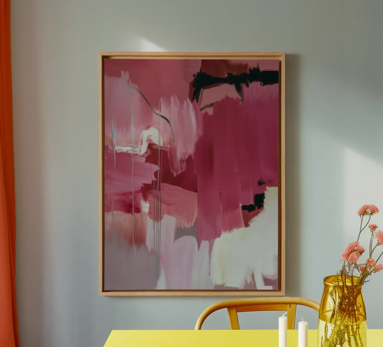 Fuchsia passie werveling canvas met Baklijst van Dream Spectrum