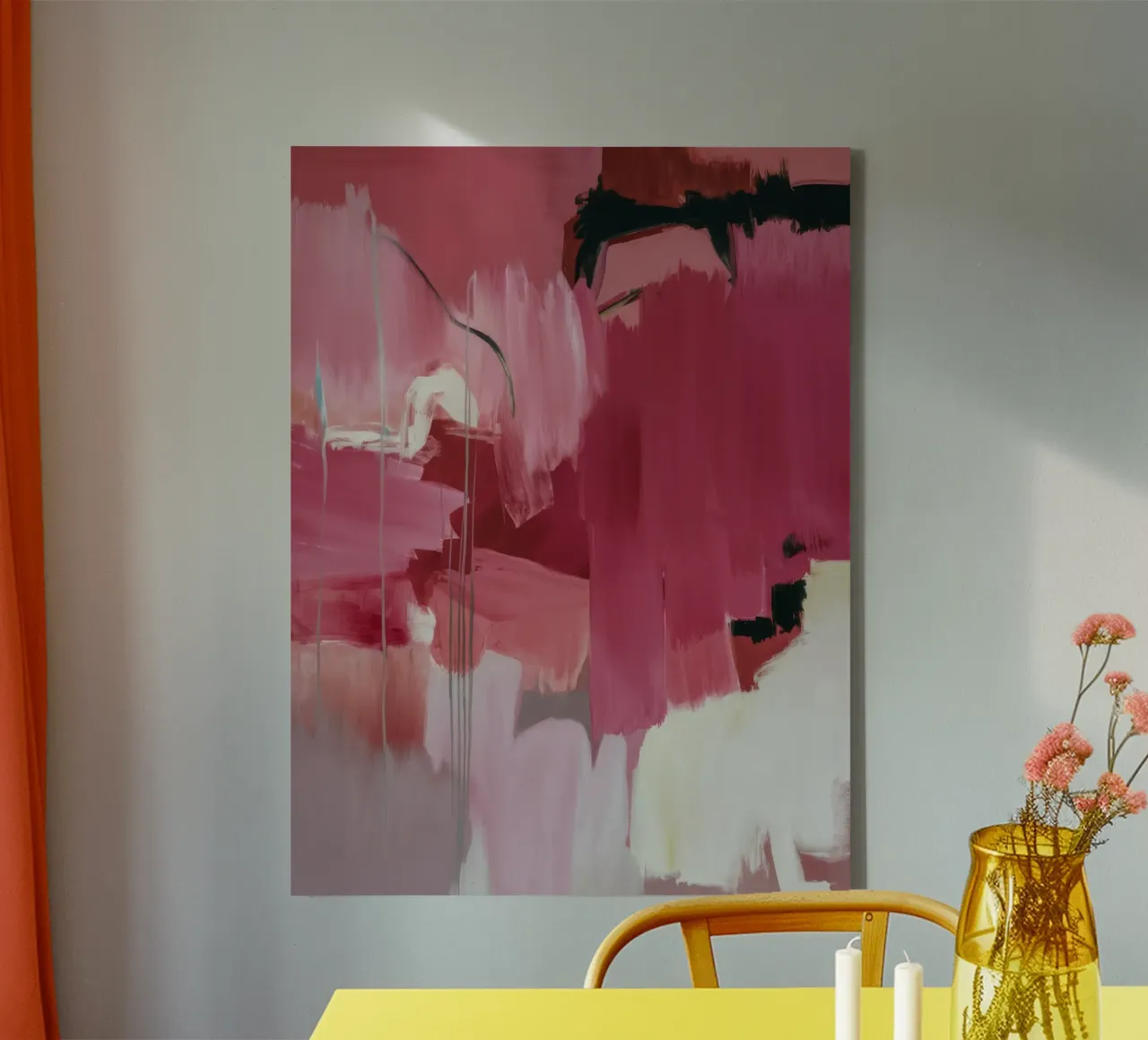 Fuchsia passie werveling canvas met Baklijst van Dream Spectrum