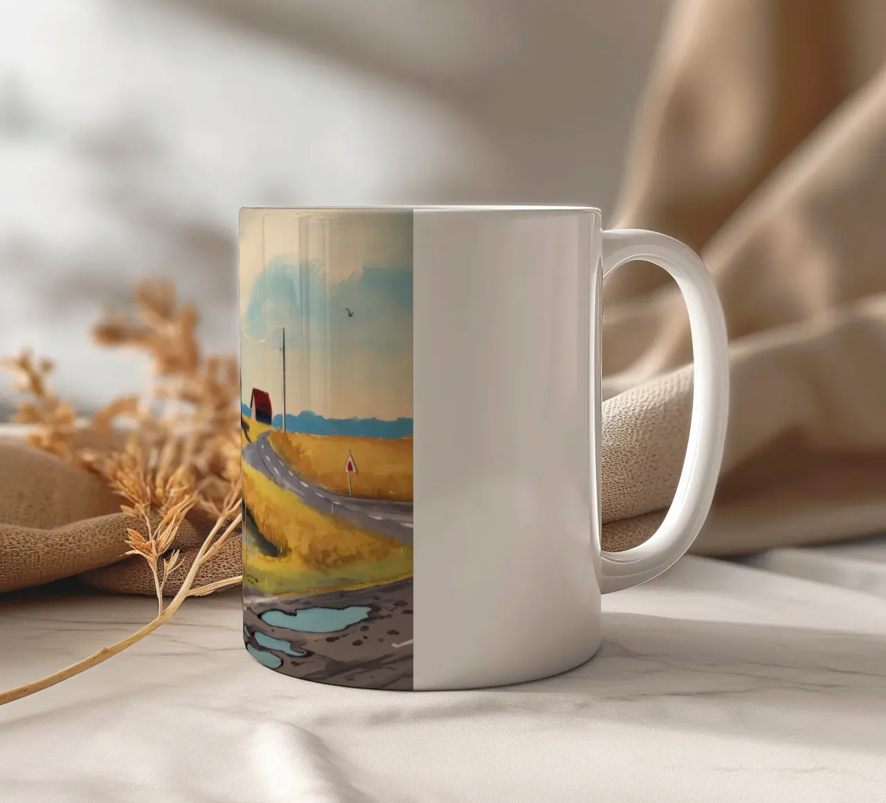 Incroci di campagna polverosi tazza in ceramica da Silk Palette