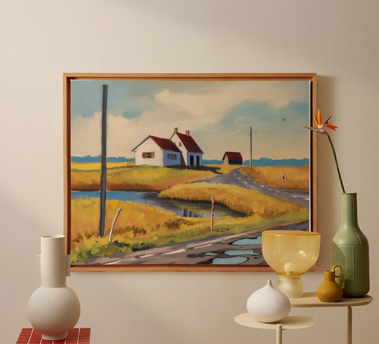Incroci di campagna polverosi tela con Cornice a cassetta da Silk Palette