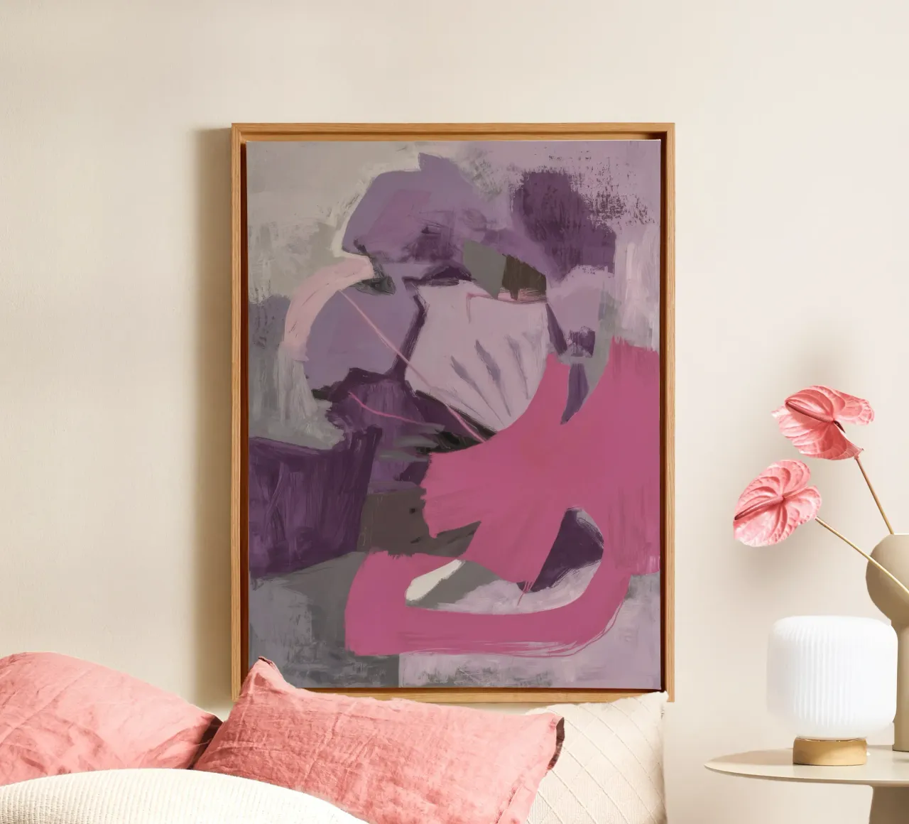 Amethist Bloemendeconstructie canvas met Baklijst van Dream Spectrum