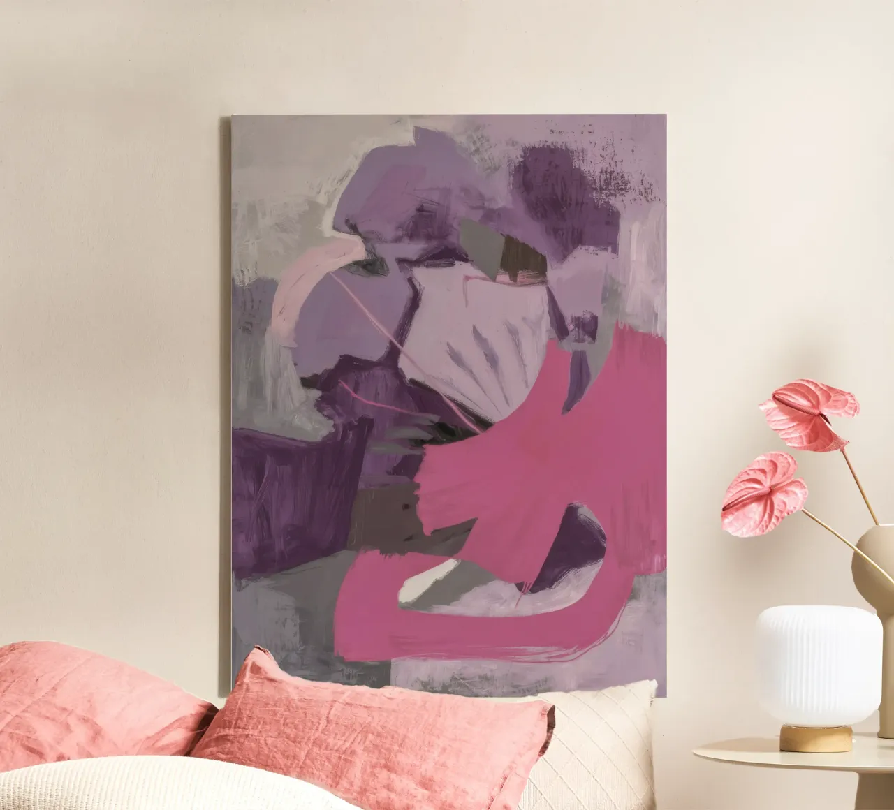 Amethist Bloemendeconstructie canvas met Baklijst van Dream Spectrum
