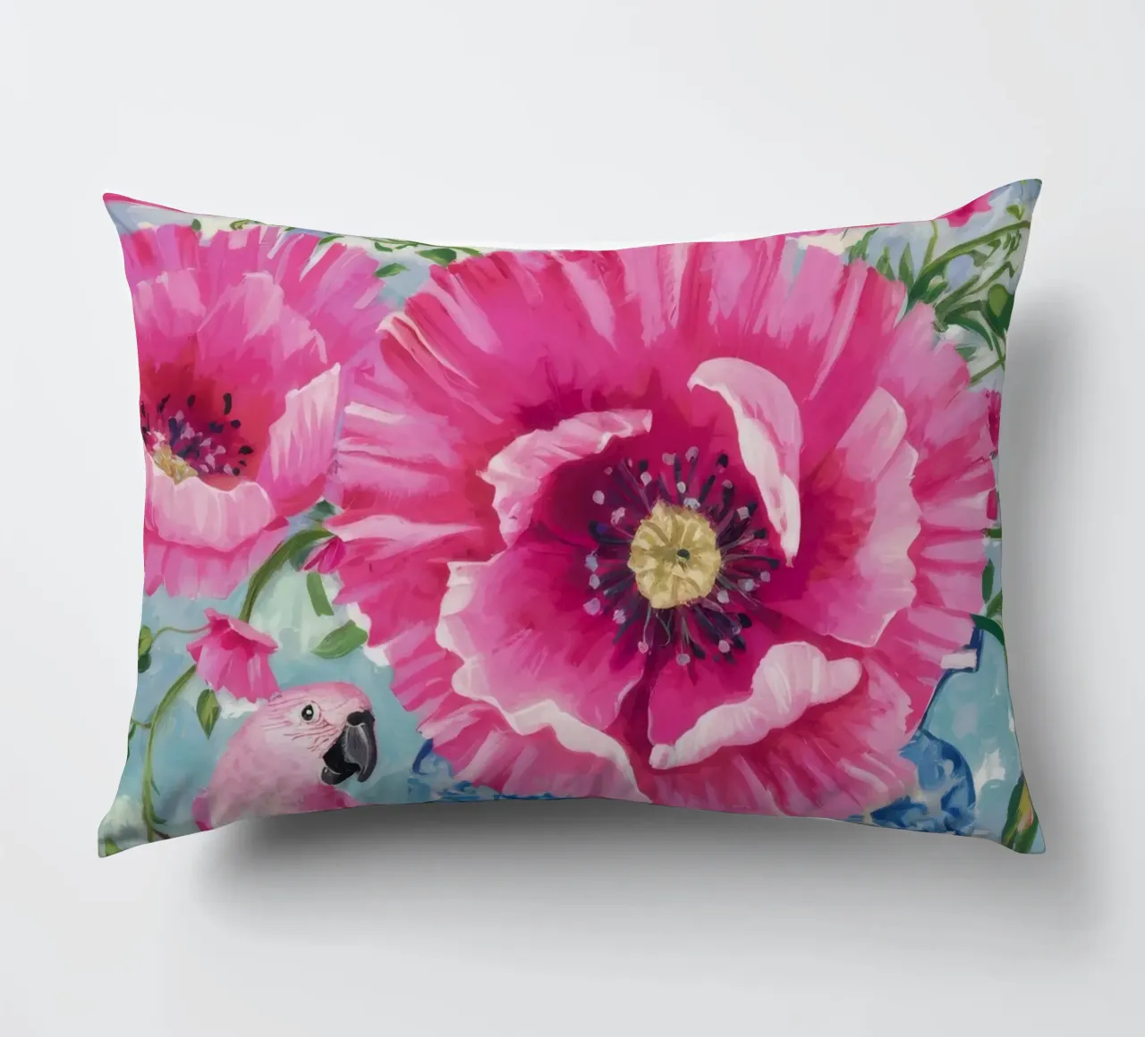 Poppy Porcelain Dream decorative cushion by Infinite Chroma
