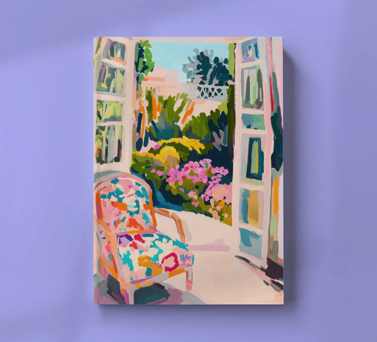 Fauteuils devant les portes ouvertes sur le jardin carnet de notes de Nikis Art Studio