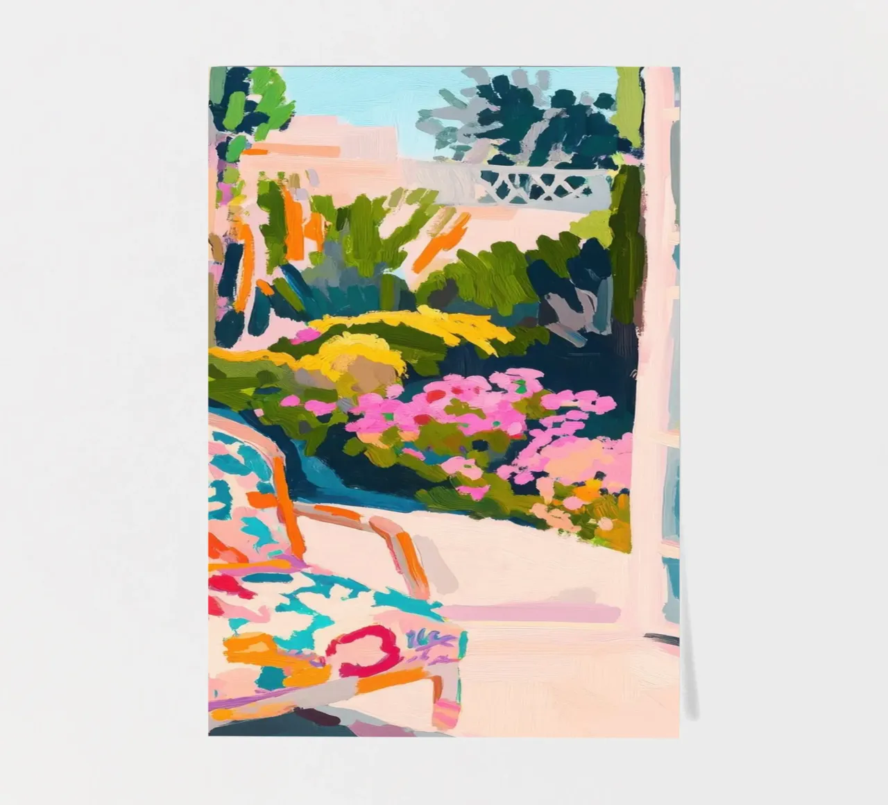 Armchair in front of open doors to the garden sticker sheet by Nikis Art Studio